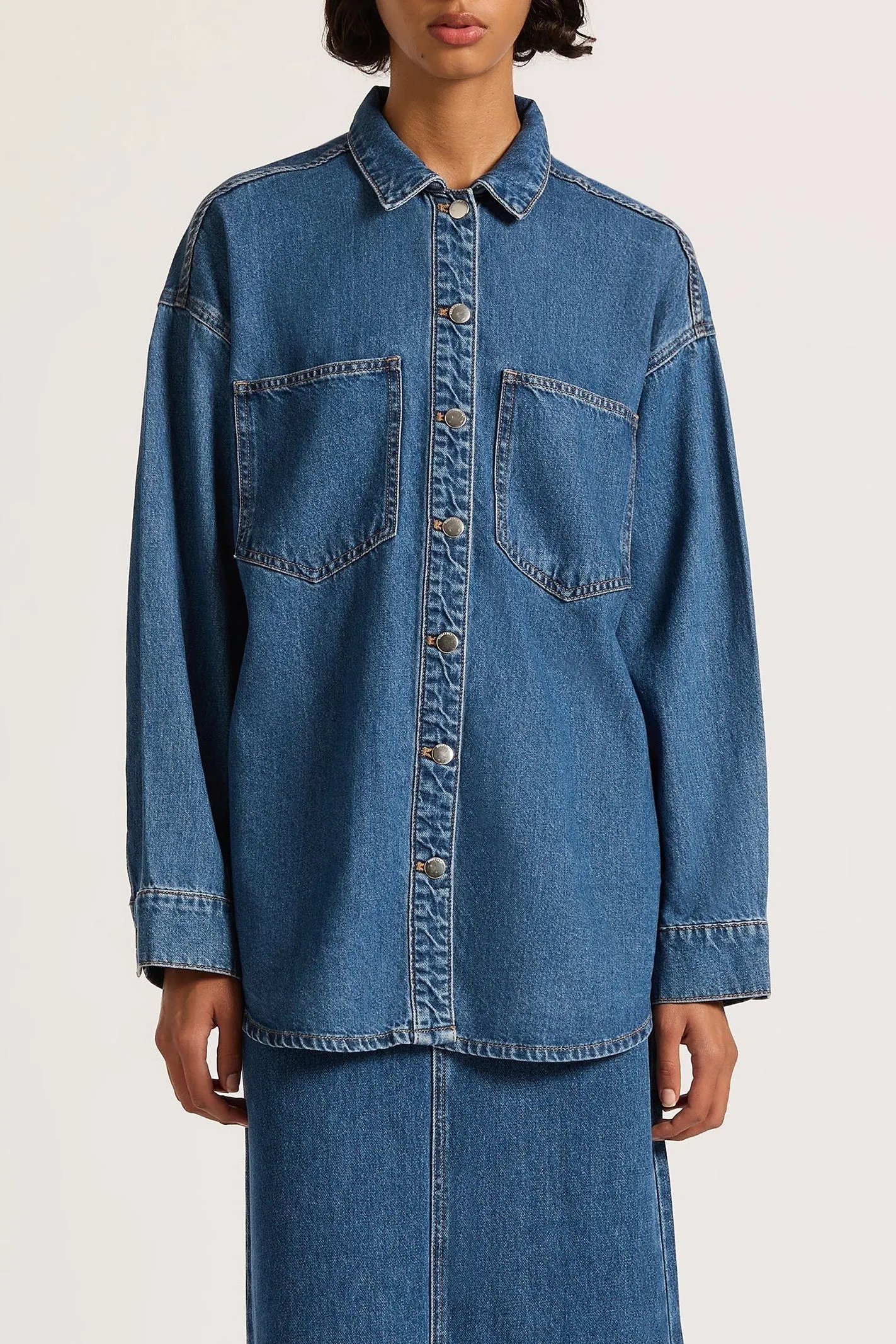 Nude Lucy Organic Denim Overshirt Vintage blue