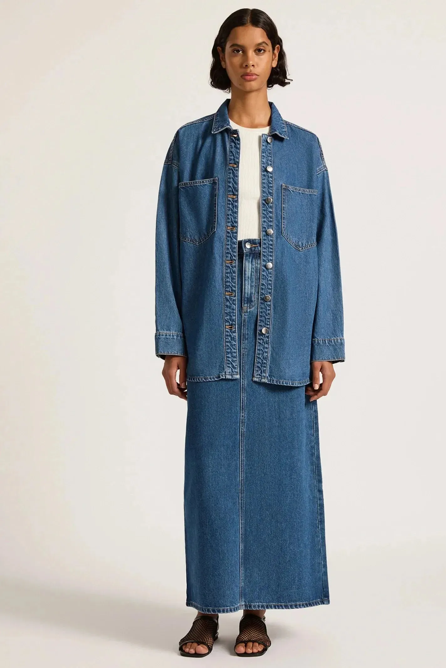 Nude Lucy Organic Denim Overshirt Vintage blue