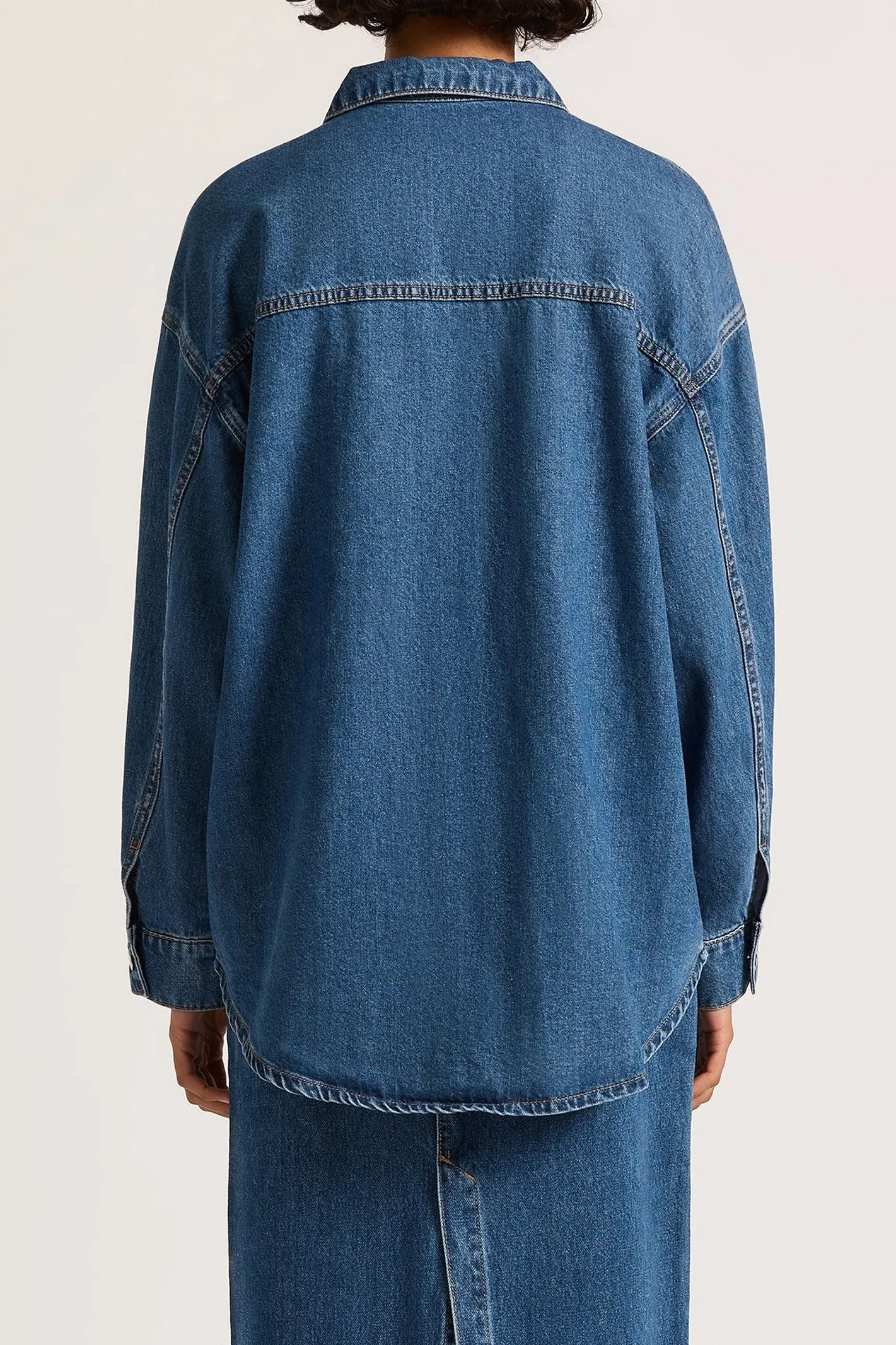 Nude Lucy Organic Denim Overshirt Vintage blue