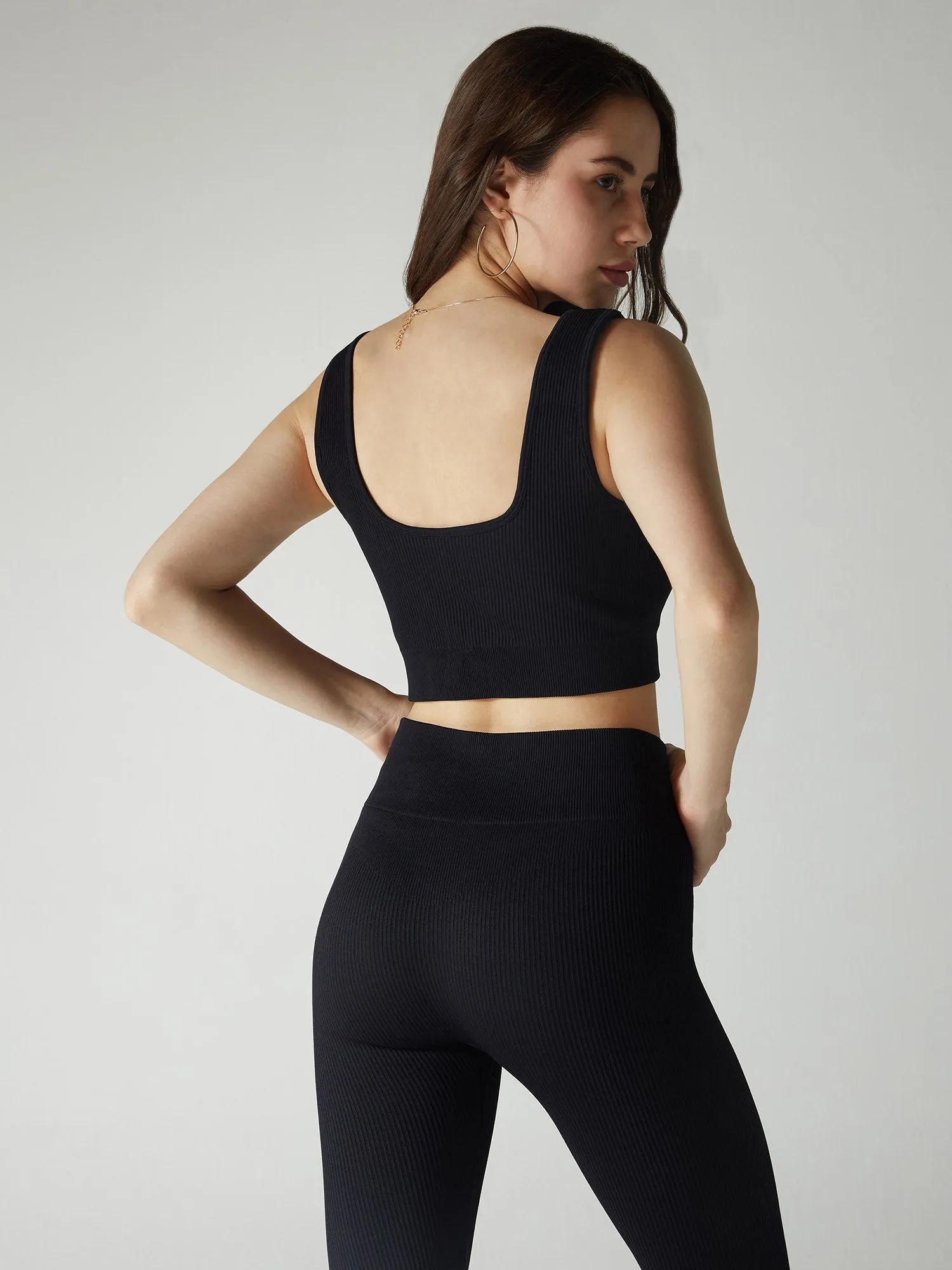 Raven Black Seamless Cinched Activewear set