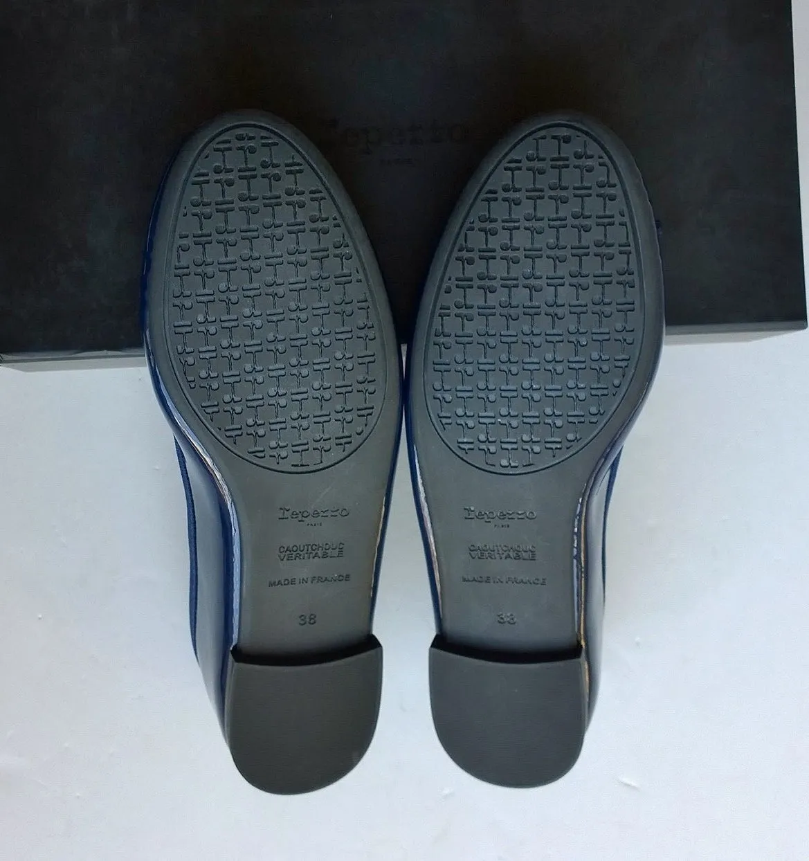 Repetto Classique Navy Patent Ballet Shoes with Rubber Soles Ballerina Pumps