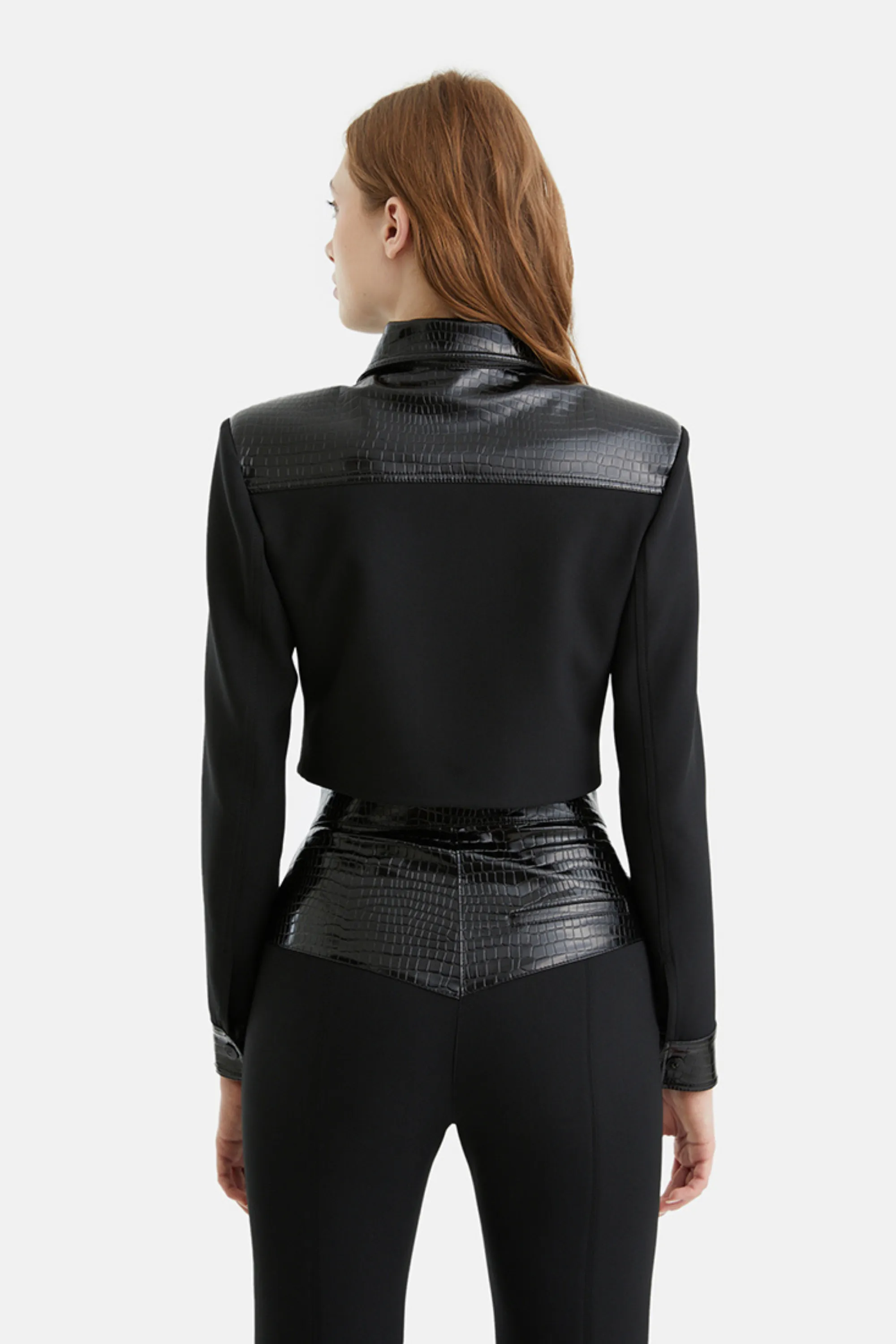 Shoulder Pad Pleather Jacket