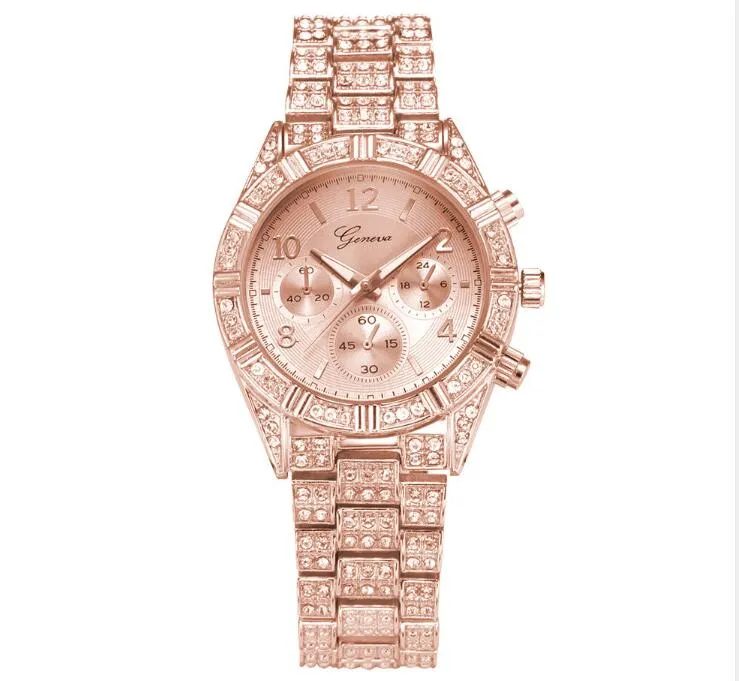 Women Crystal Quartz Analog Wrist Fashion Stainless Steel Luxury Watches